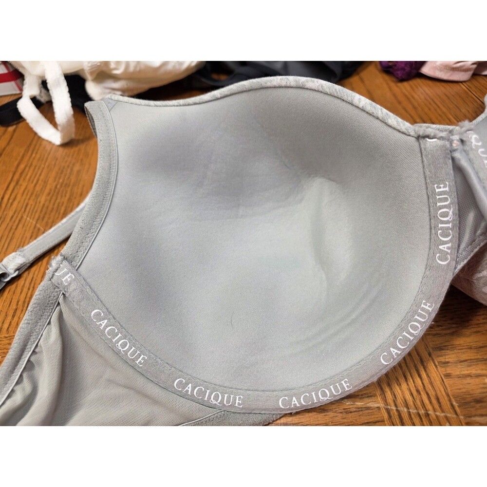 Cacique By Lane Lightly Lined Underwire T-Shirt Bra Size 42DD Gray Floral - Picture 7 of 9